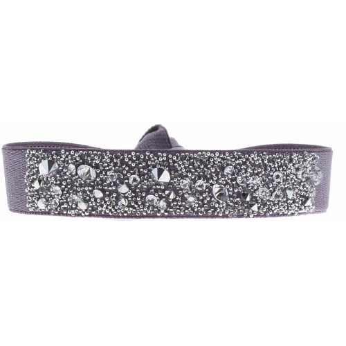 Bracelet Les Interchangeables A41129 - Bracelet Tissu Violet Cristaux de haute qualité Femme