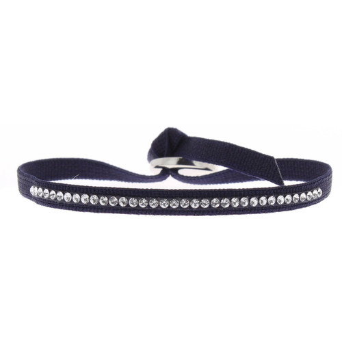 Bracelet Les Interchangeables A41169 - Bracelet Tissu Bleu Cristaux de haute qualité Femme