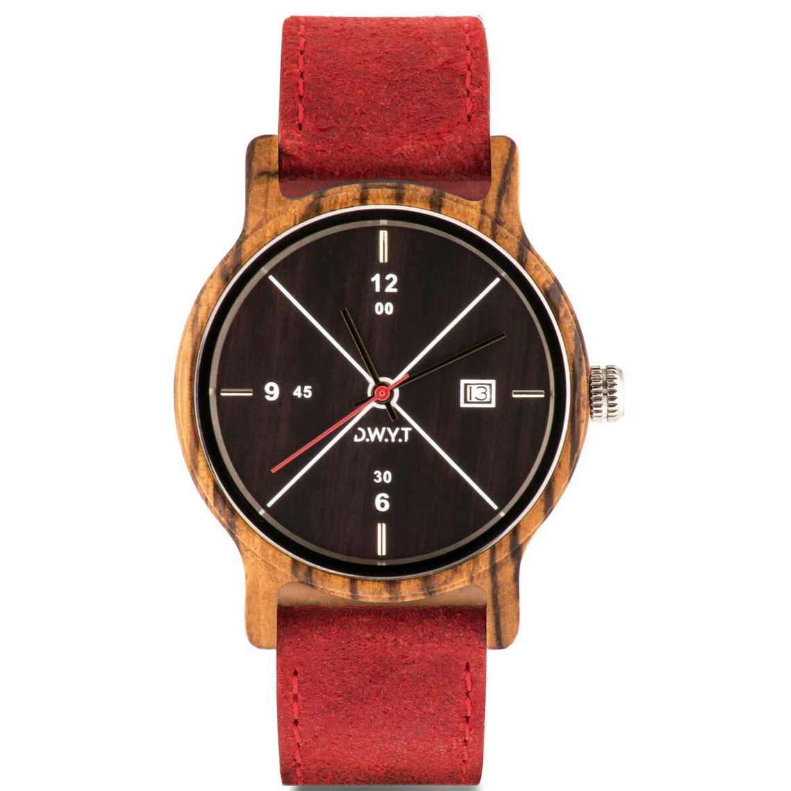 montre d.w.y.t dw-00201-1006 - montre cuir rouge bois marron homme