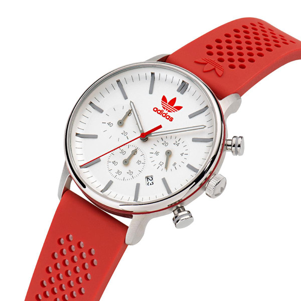 Montre mixtes Adidas Watches Code One Chrono AOSY23019 - Bracelet Silicone Rouge