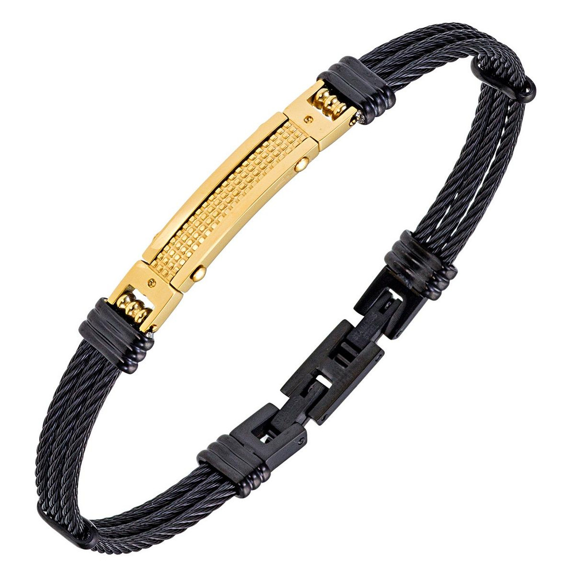 bracelet homme  all blacks 682270 - acier jaune et noir