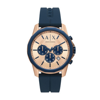 Armani Exchange - Montre pour homme BANKS AX1730 avec bracelet en silicone bleu