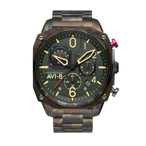 Avi-8 - Montre Homme Avi-8 HAWKER HUNTER AV-4052-22 - Bracelet Acier Vert marron camouflage - Montre avi 8