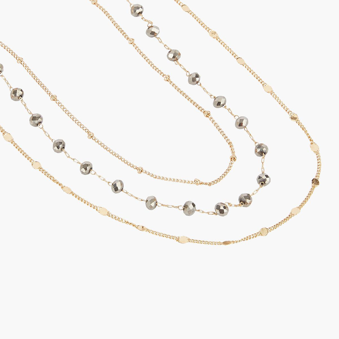 collier femme balaboosté fin 3 rangs ac perles facetees - 3502456325272 métal doré