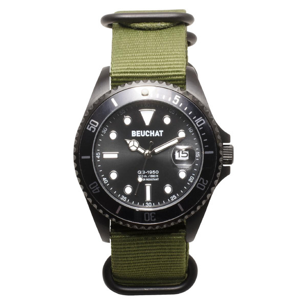 Montre Homme Beuchat Beu1950-9 - Bracelet Nato Nylon Vert