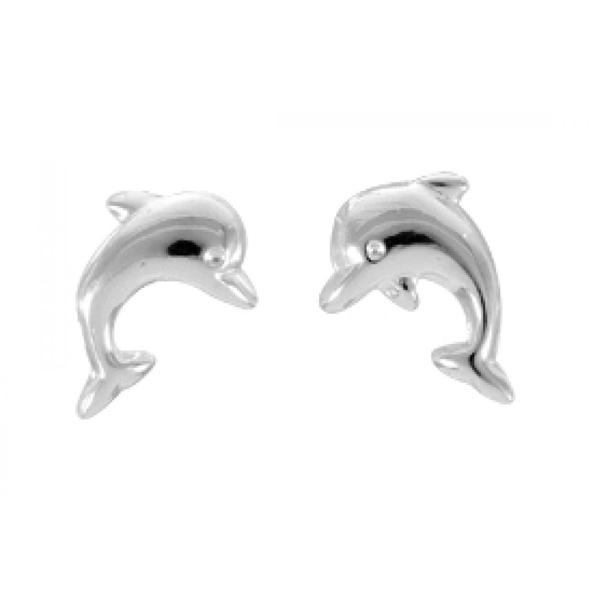 GH1a Boucles d'oreilles dauphin en cristal bleu en argent 925 véritable pour fille et femme 