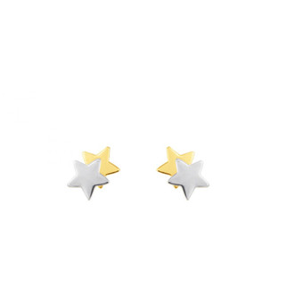 Stella - Boucles d'oreilles Etoiles Or 375/1000 jaune et blanc (9K) - Boucles d oreille enfant