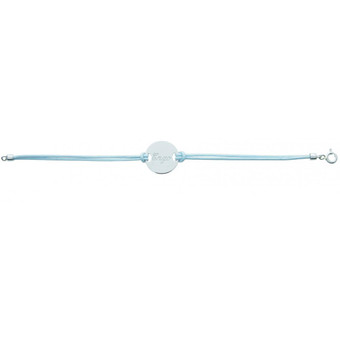 Stella - Bracelet Motif or 750/1000 blanc sur cordon bleu (18K) - Bracelet en Or