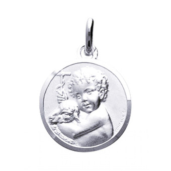 Stella - Médaille ange en argent rhodié - Bijoux Ange