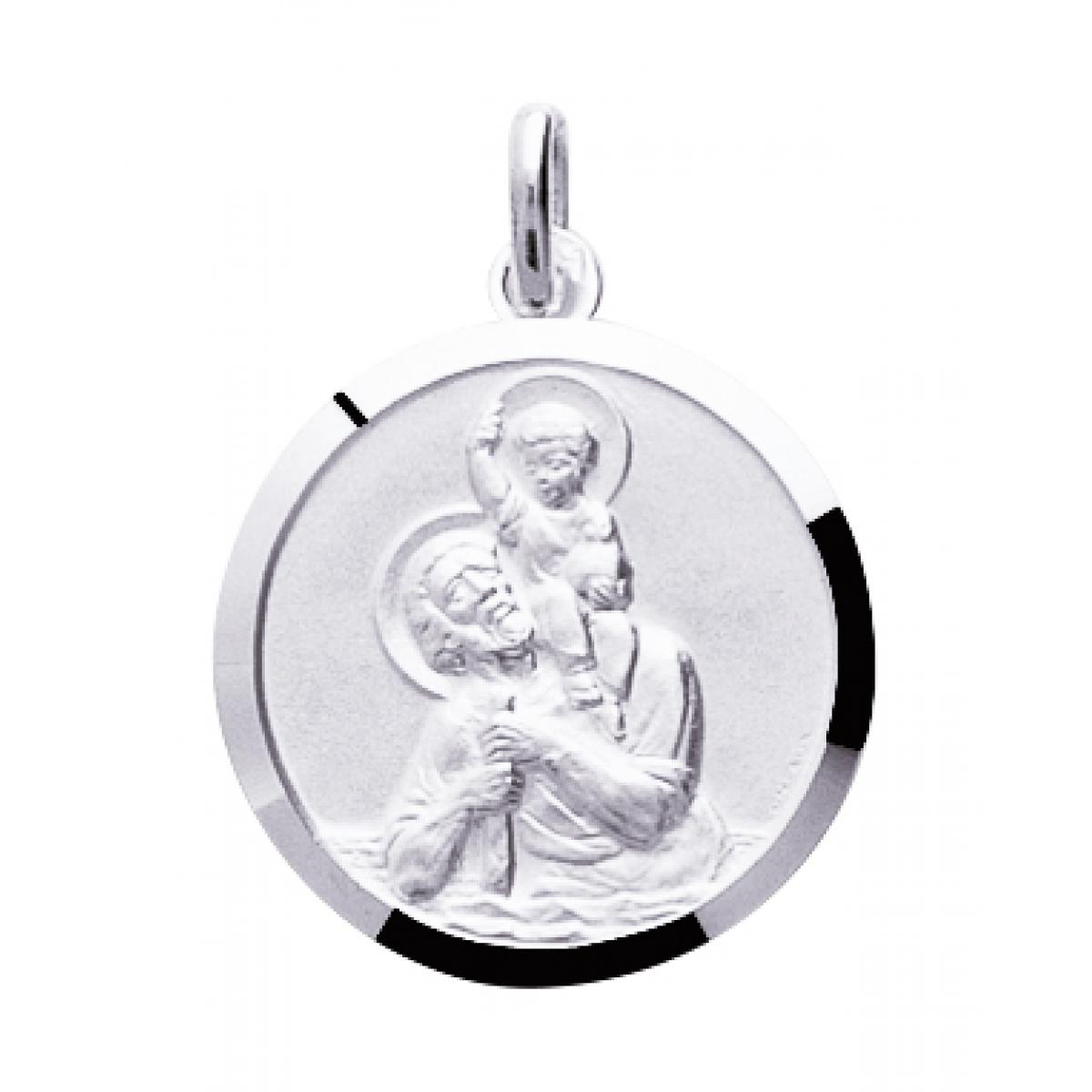 Médaille St-Christophe en argent rhodié