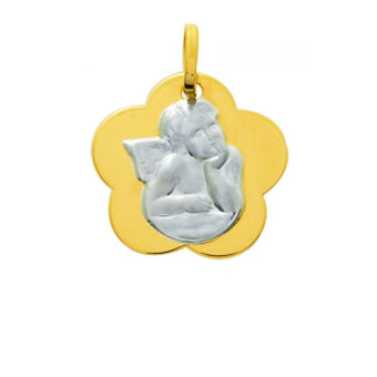 Stella - Médaille ange nuage or bicolore - Bijoux Ange