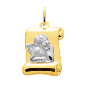Stella - Médaille ange parchemin bicolore - Bijoux Ange