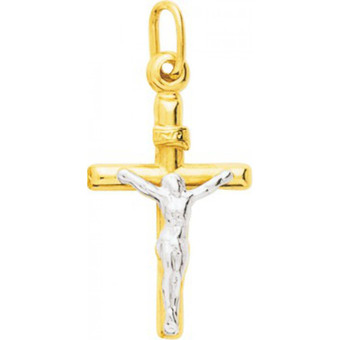 Stella - Pendentif Croix Christ or bicolore - Bijoux Croix