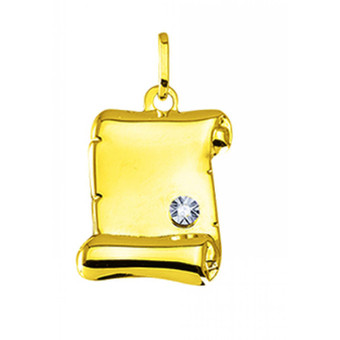 Stella - Pendentif Parchemin Or Jaune 18 Carats Diamant 0.006 carat - Collier et Pendentif