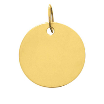 Stella - Pendentif plaque ronde Or 375/1000 jaune  (9K) - Collier et Pendentif