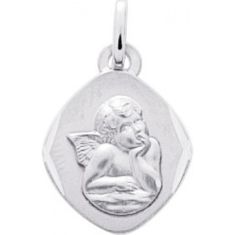 Stella - Médaille ange Or 375/1000 blanc  (9K) - Bijoux Ange