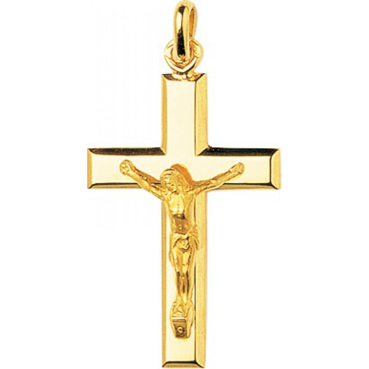 14K Jaune 2 Tons Or Petit Jésus Crucifix Creux Pendentif Croix Bébé & Enfants 