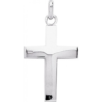 Stella - Pendentif Croix Christ or 750/1000 blanc (18K) - Collier et Pendentif