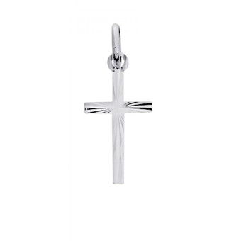 Stella - Pendentif Croix lapidée Or 375/1000 blanc (9K) - Bijoux religieux