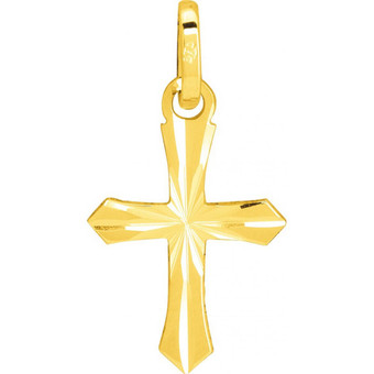 Stella - Pendentif Croix lapidée Or 375/1000 jaune (9K) - Bijoux Croix
