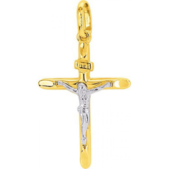 Stella - Pendentif croix Or 375/1000 jaune blanc (9K) - Bijoux religieux