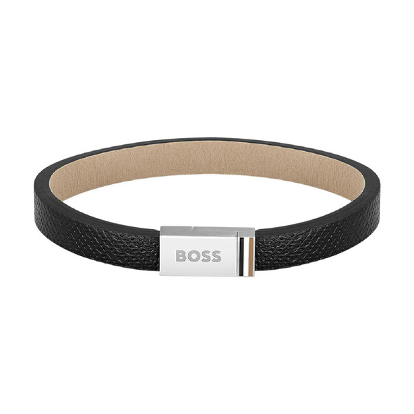 Bracelet Homme Boss Bijoux Jace 1580336M - Cuir, Acier Noir