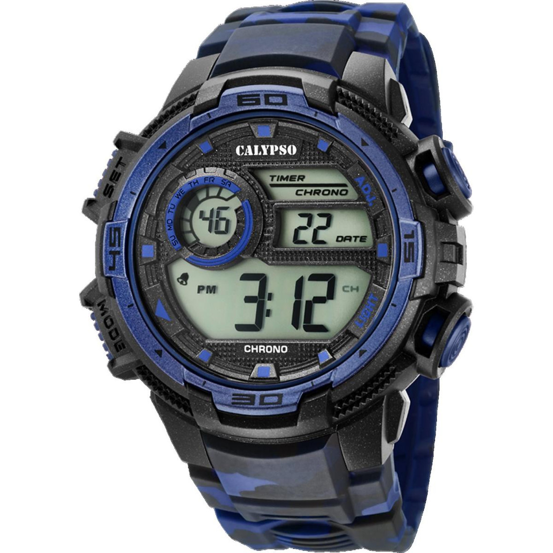 montre chronographe  homme calypso k5723-1 - bracelet camouflage résine noir