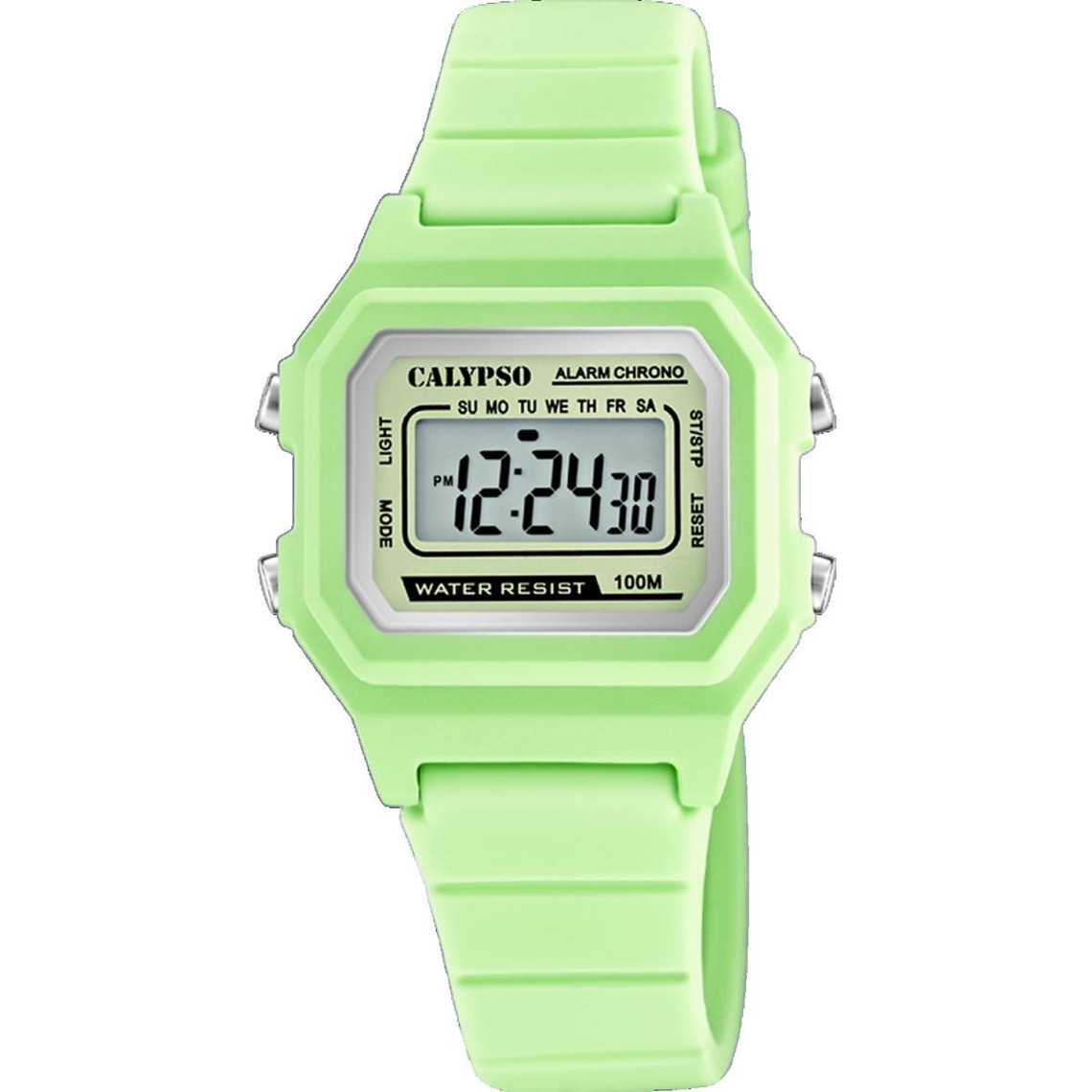 montre mixte calypso digital crush k5802-1 - bracelet résine vert