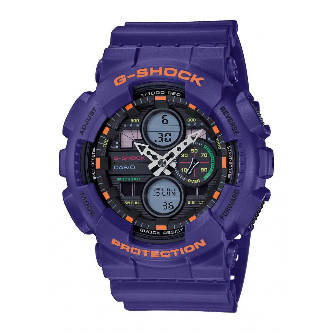 montre mixte casio g-shock ga-140-6aer -  bracelet résine violet
