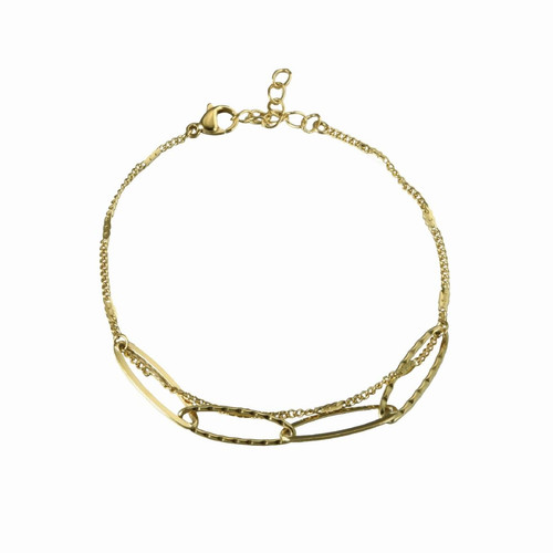 Bracelet Charme Acier Doré Multi Chaines 16+3 cm