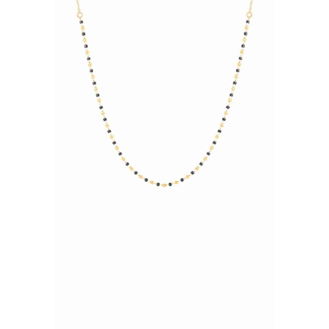collier naturelle acier doré 1 rang et perles miyuki noires
