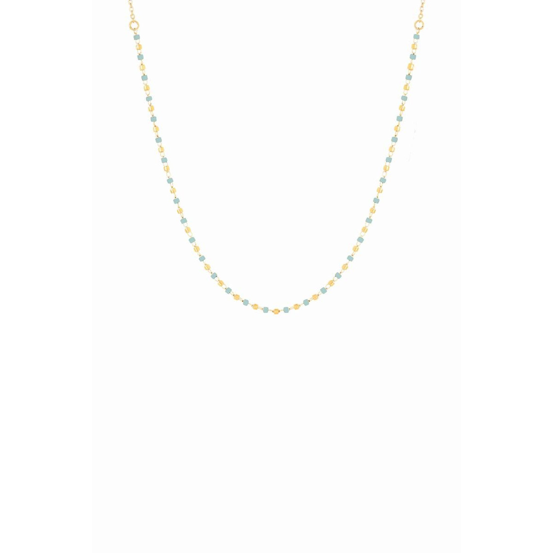 collier naturelle acier doré 1 rang et perles miyuki turquoises