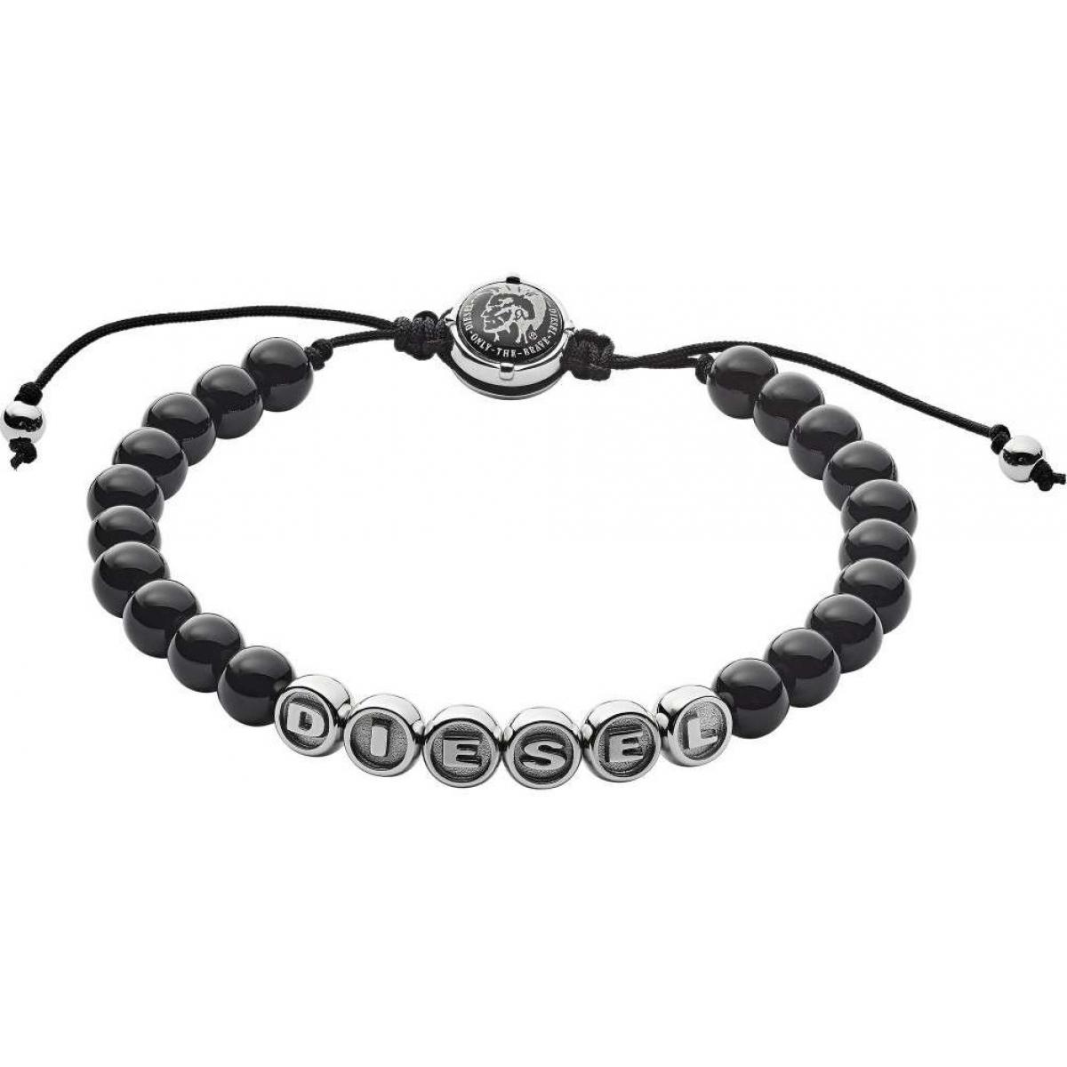 Bracelet Diesel Bijoux DX1088040 - STACKABLES Perles d'AGATE Noir 16 Homme