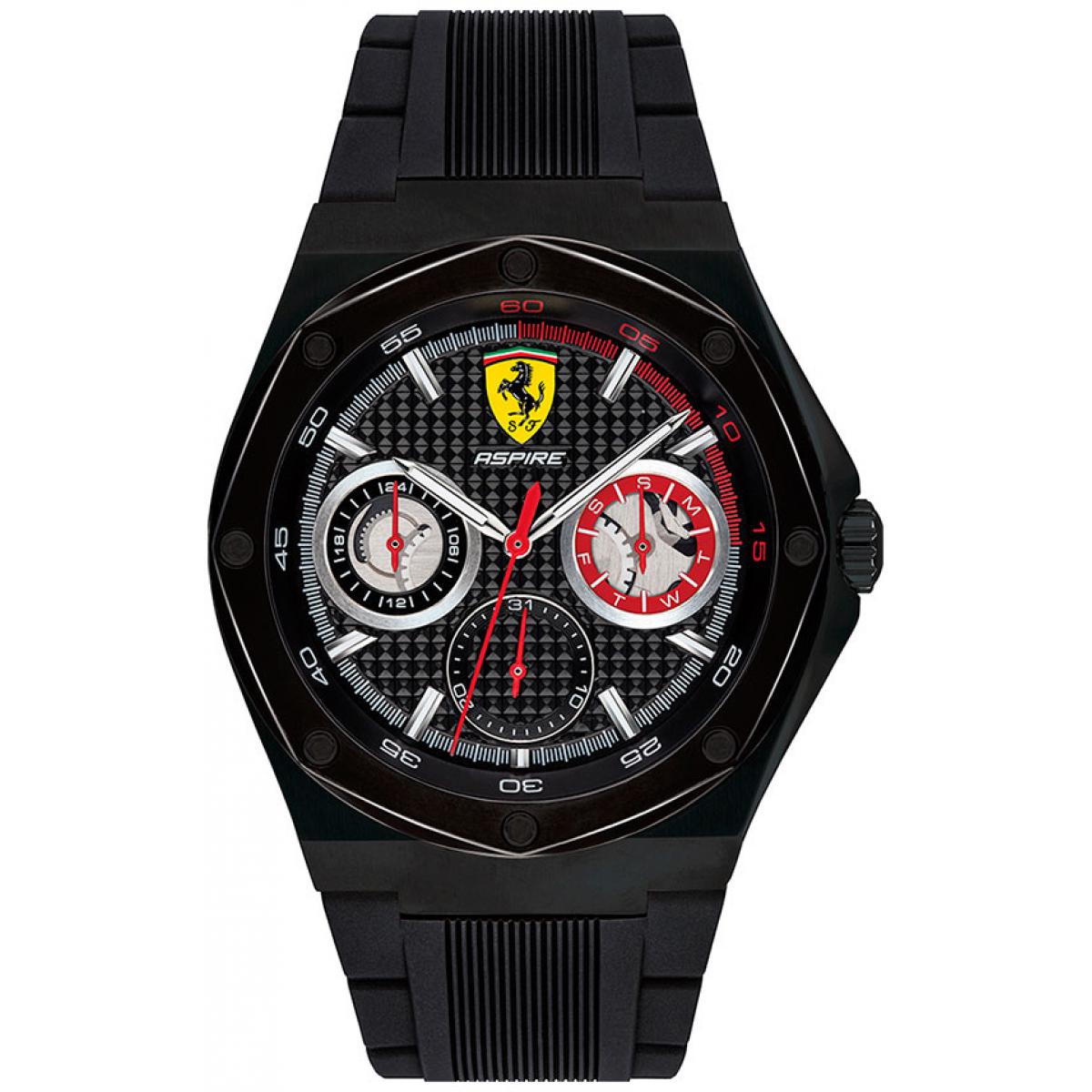 Promo : Montre Ferrari 830538 - Montre Multifonctions Silicone Noir Homme