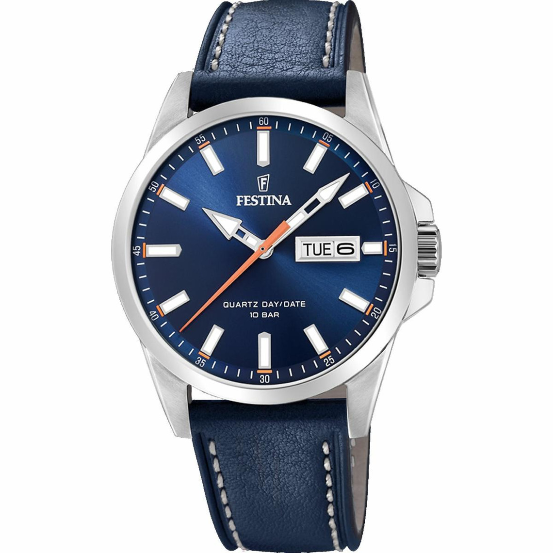 montre festina montres classique f20358-3 - montre dateur cuir bleu homme