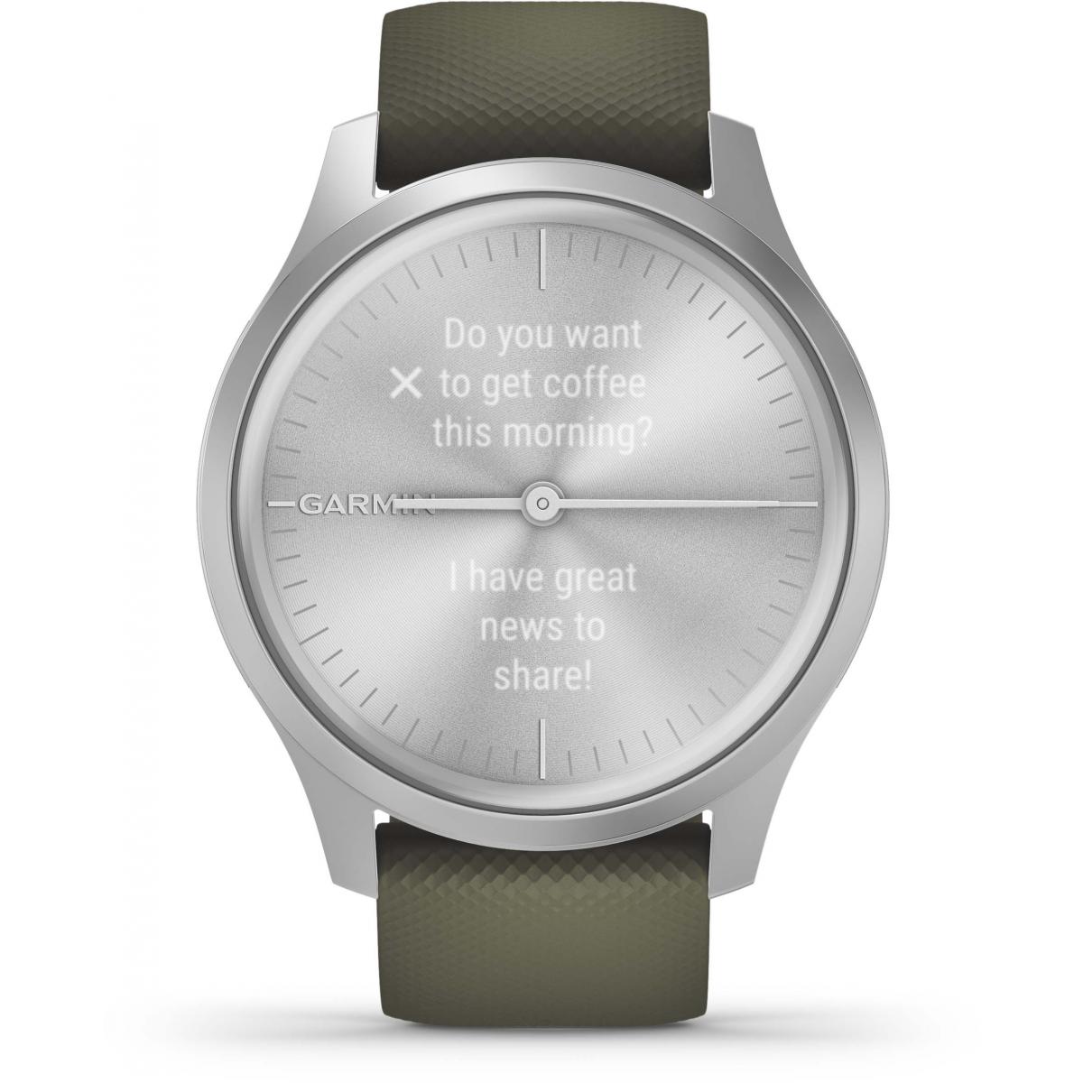 Garmin vivomove Style Silver Fitness Watch with Moss Silicone Band  010-02240-01