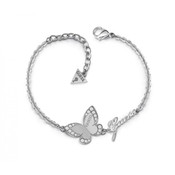 Bracelet Guess LOVE BUTTERFLY UBB78049 - Bracelet acier chaîne papillon cristaux Swarovski Femme