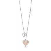 Collier et pendentif Guess HEART WARMING UBN78067 - Collier et pendentif acier chaîne pampille cœur doré rose cristaux Swarovski Femme