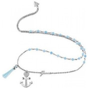 Collier et pendentif UBN85113 - Talisman Acier Bleu ciel Et pendentif Ancre Femme