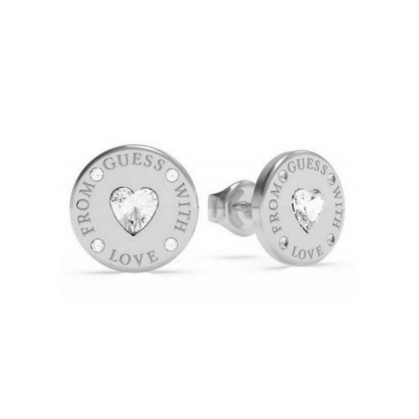 FROM GUESS WITH LOVE Guess Bijoux  - Boucles d'Oreilles acier rhodié cœur en cristaux de Swarovski