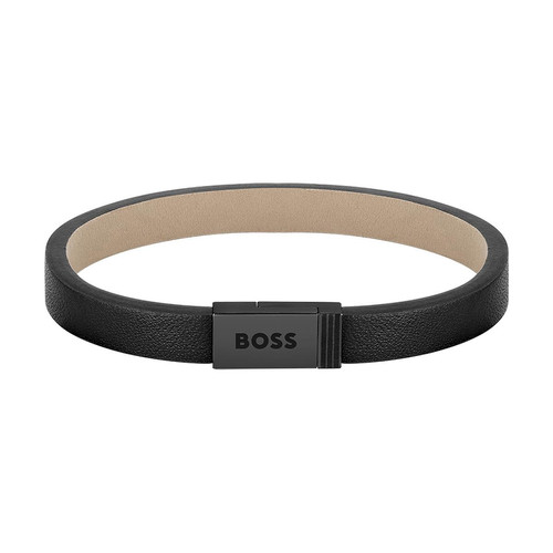 Hugo Boss Bijoux - Bracelet Homme en cuir avec fermoir en acier noir - Hugo boss bijoux