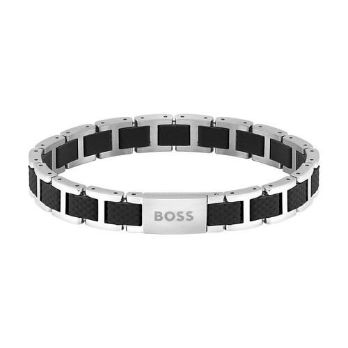 Boss Bijoux - Bracelet pour homme en acier et silicone noir - Bijoux Bleu