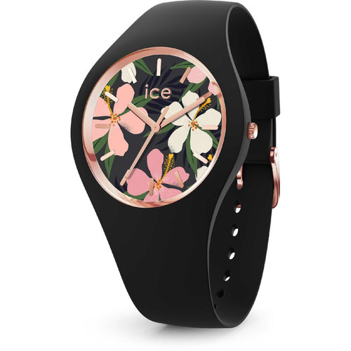 Ice-Watch - Montre ICE flower China Rose avec bracelet noir - Montre Femme Classique