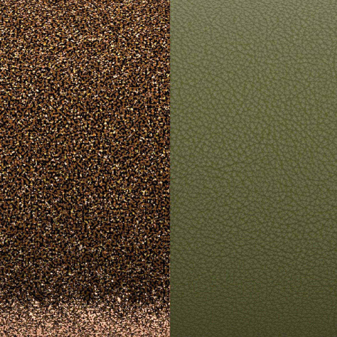 cuir boucle d'oreilles 30 mm bronze paillettes/vert de gris