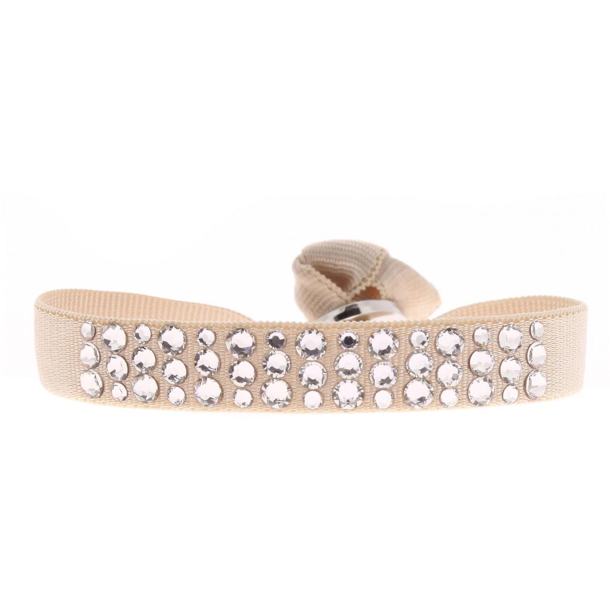 Bracelet Les Interchangeables A35524 - Bracelet Tissu Beige Cristaux de haute qualité Femme