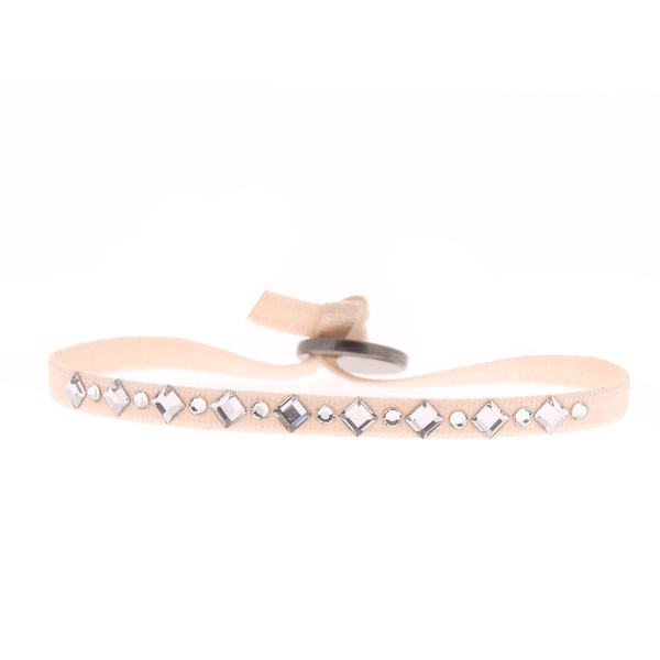 Bracelet Les Interchangeables A37781 - Bracelet Tissu Rose Cristaux de haute qualité Femme