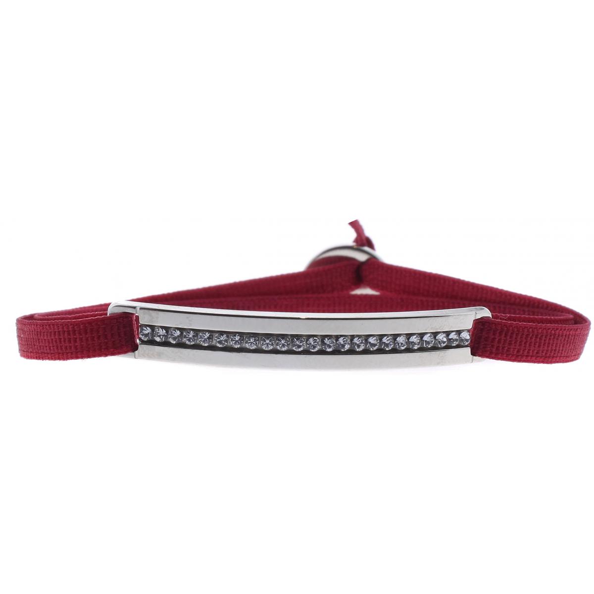 Bracelet Les Interchangeables A41184 - Bracelet Tissu Rouge Cristaux de haute qualité Femme