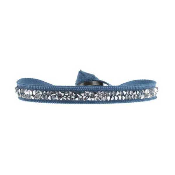 Bracelet Les Interchangeables A24965 - Bracelet Tissu Bleu Cristaux de haute qualité Femme