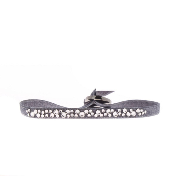 Bracelet Les Interchangeables A30459 - Bracelet Tissu Gris Cristaux de haute qualité Femme