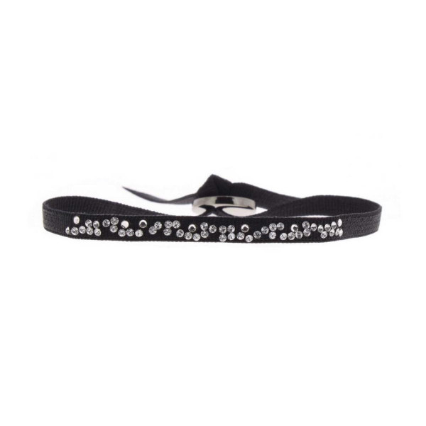 Bracelet Les Interchangeables A34482 - Bracelet Tissu Noir Cristaux de haute qualité Femme